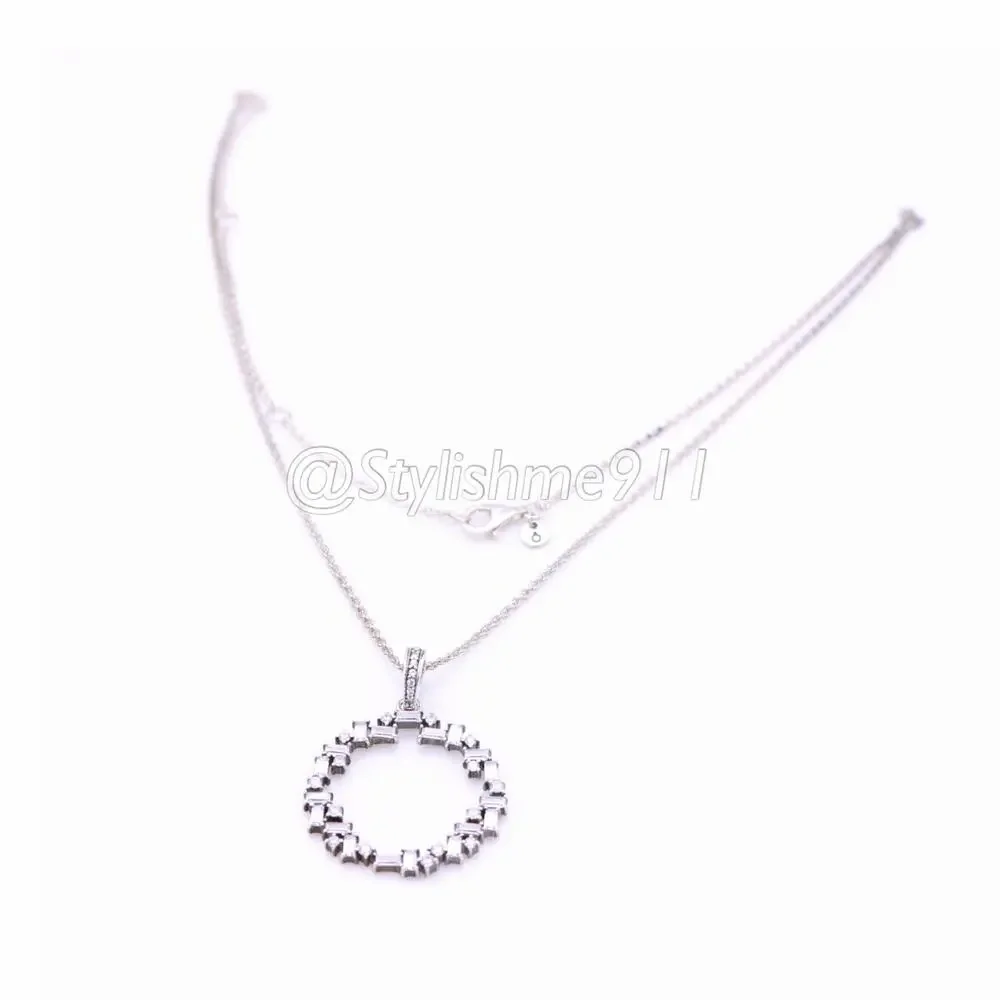 Authentic PANDORA Shards of Sparkle Necklace with Baguette Cut Zirconia